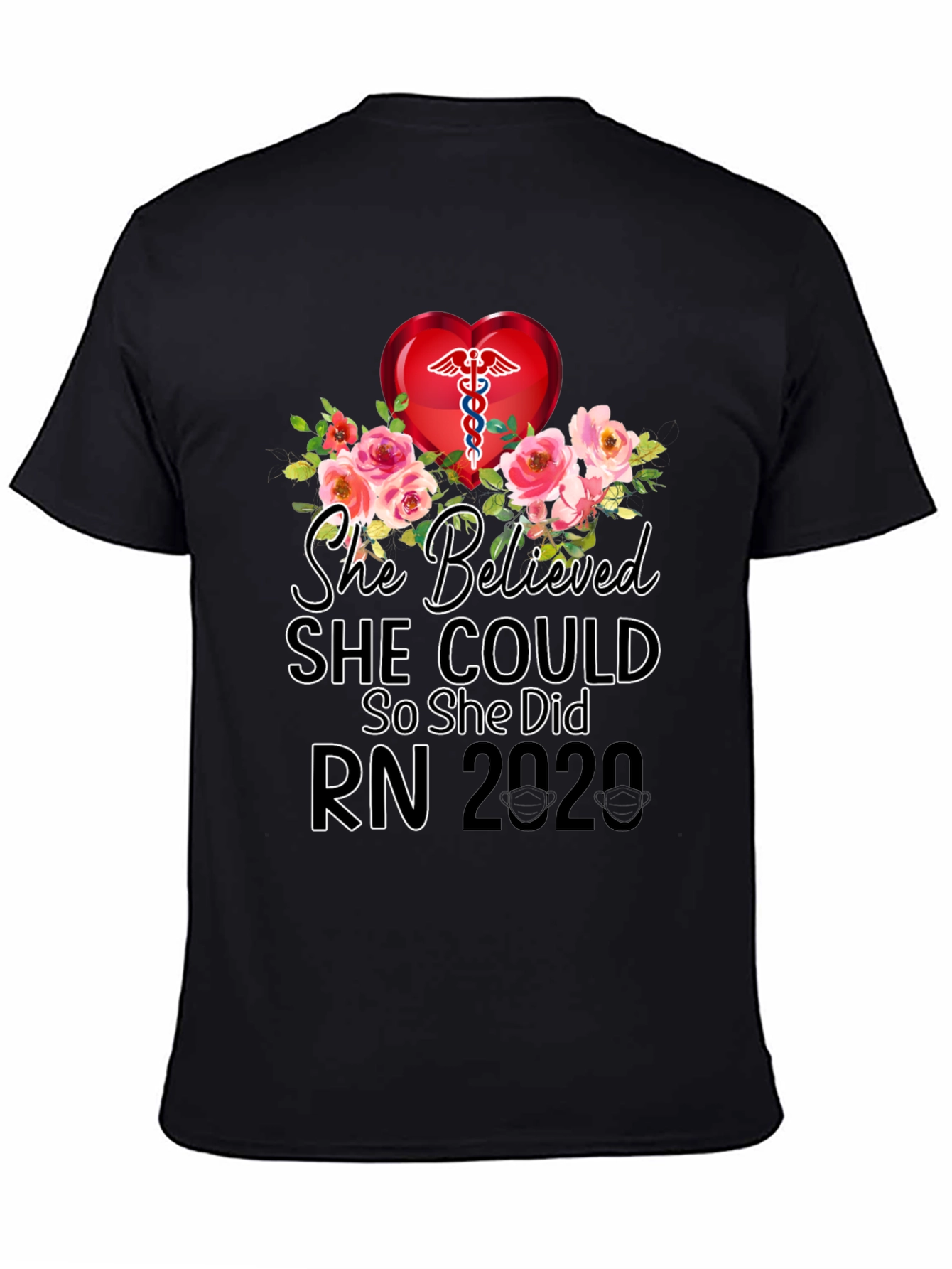 Nurse RN 2020 Floral Graphic T-Shirt