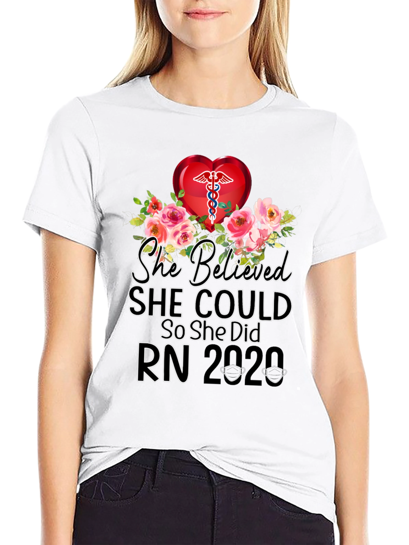 Nurse RN 2020 Floral Graphic T-Shirt