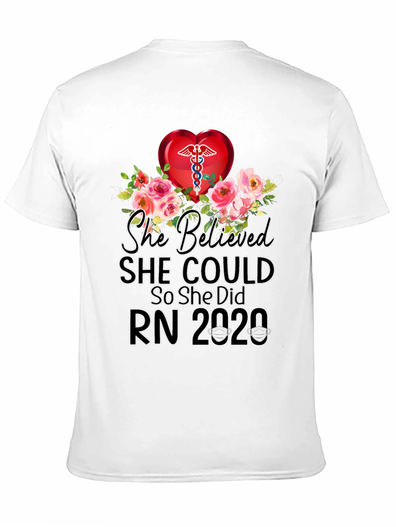 Nurse RN 2020 Floral Graphic T-Shirt