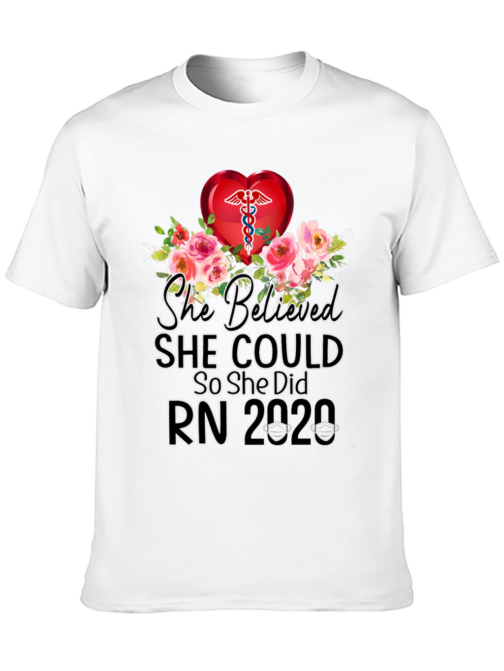 Nurse RN 2020 Floral Graphic T-Shirt
