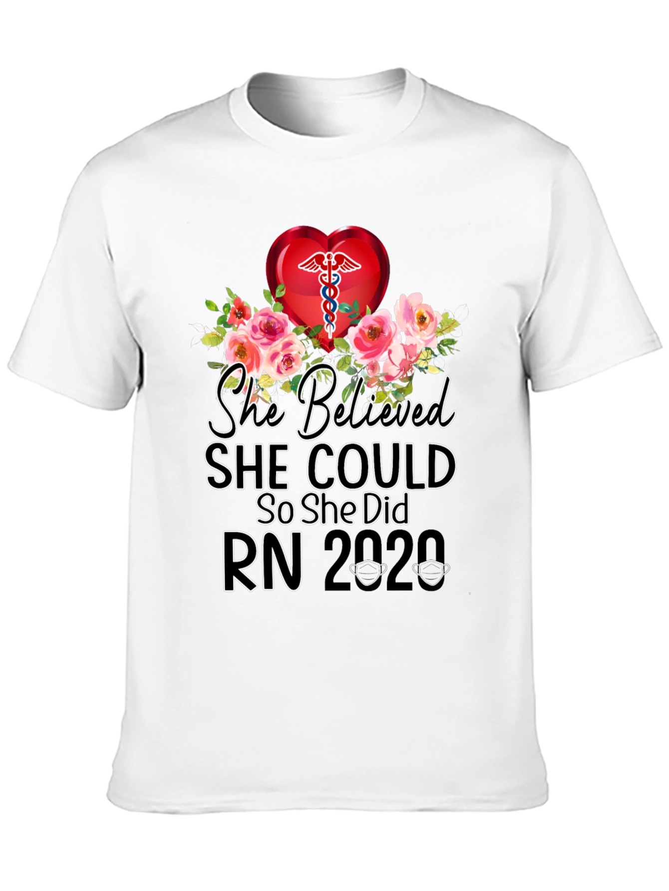 Nurse RN 2020 Floral Graphic T-Shirt