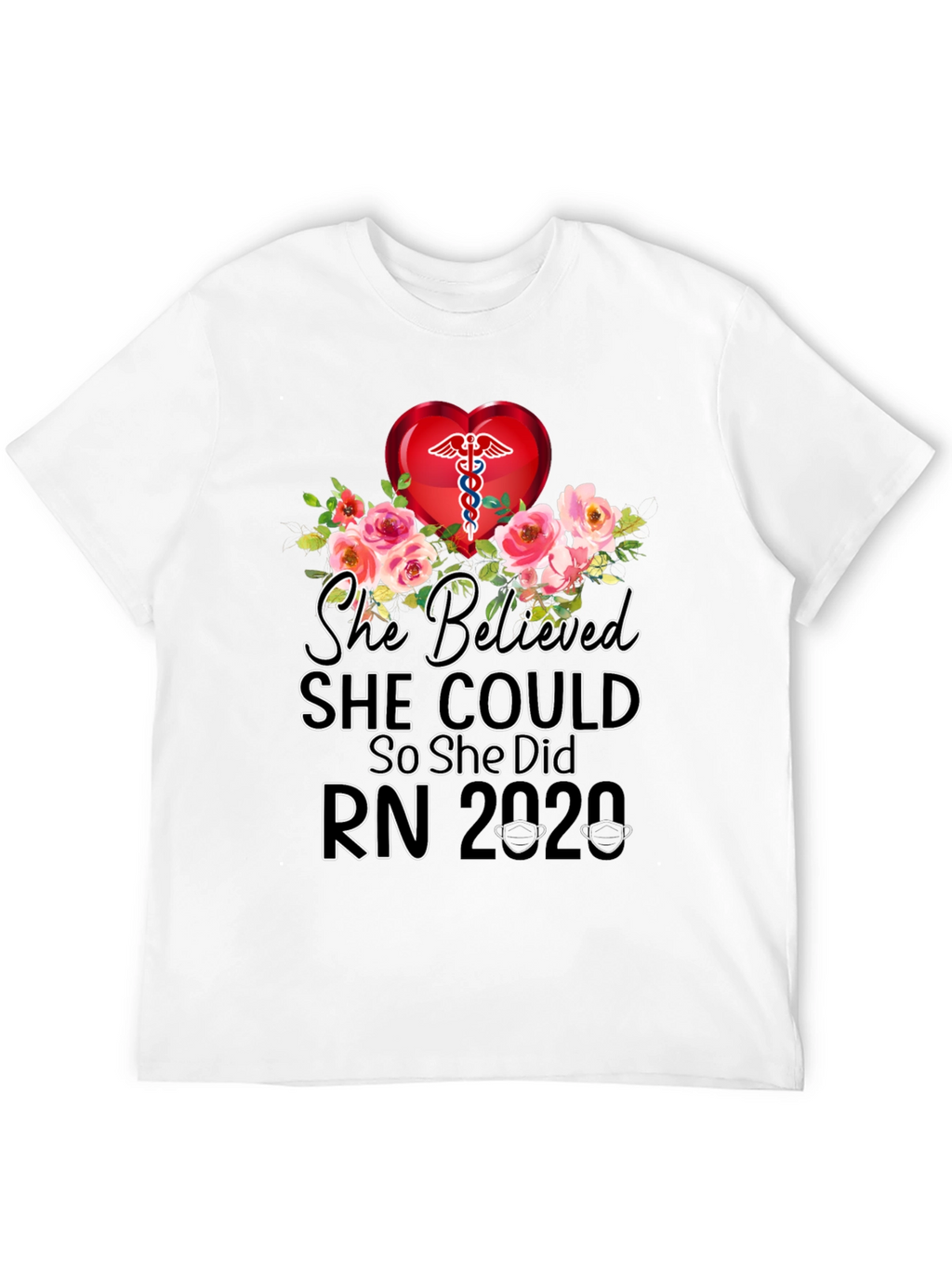 Nurse RN 2020 Floral Graphic T-Shirt