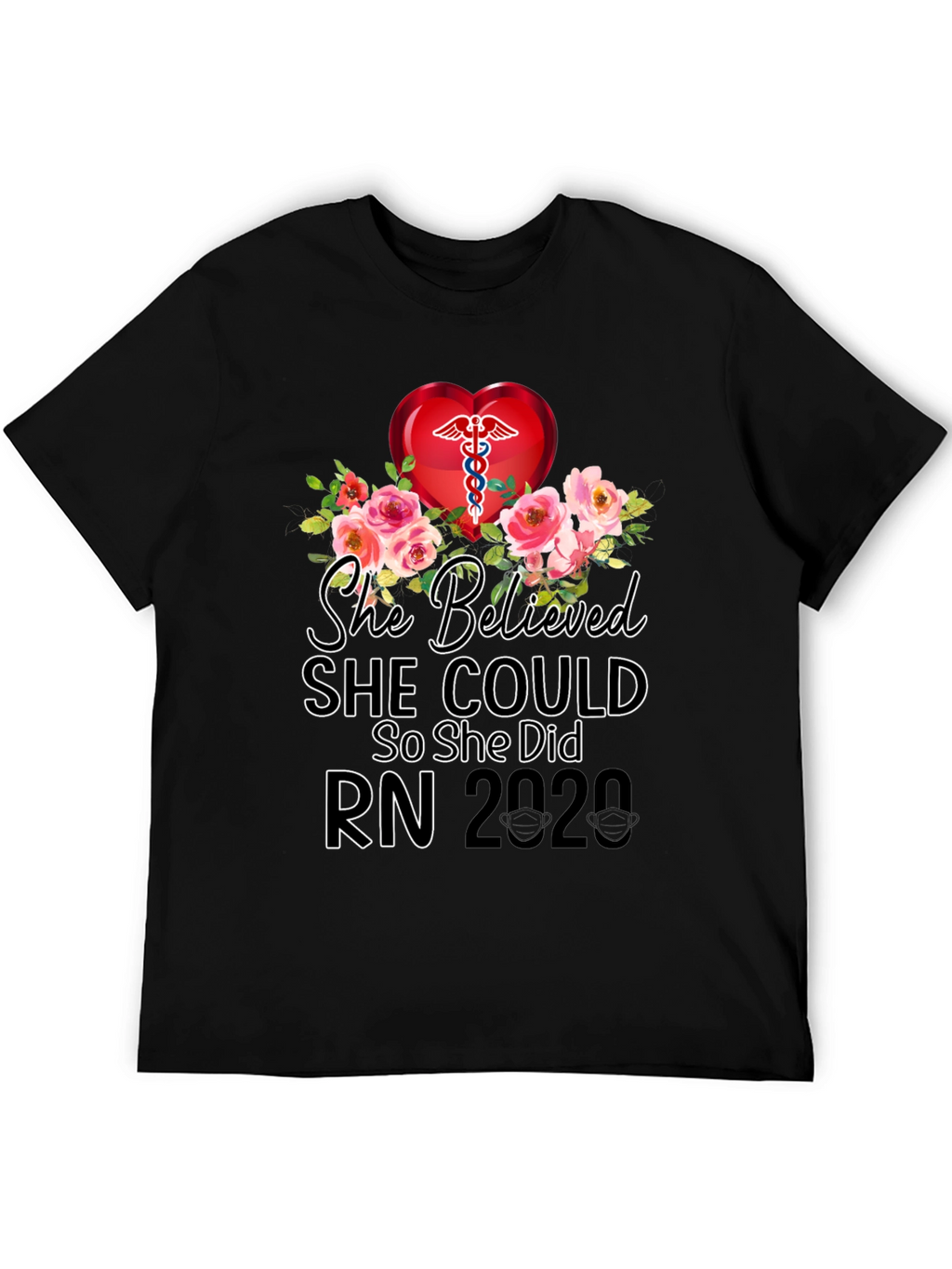 Nurse RN 2020 Floral Graphic T-Shirt
