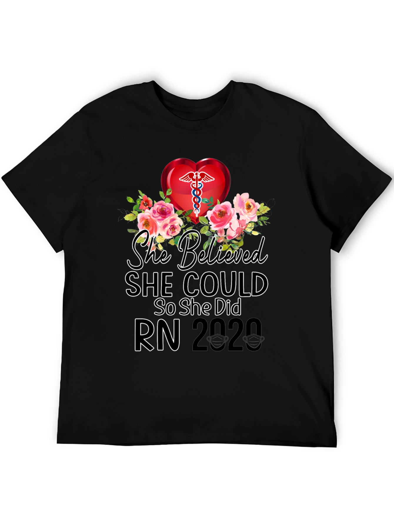 Nurse RN 2020 Floral Graphic T-Shirt