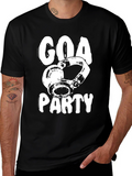 Goa Party T-Shirt - Black DJ Headphones Design