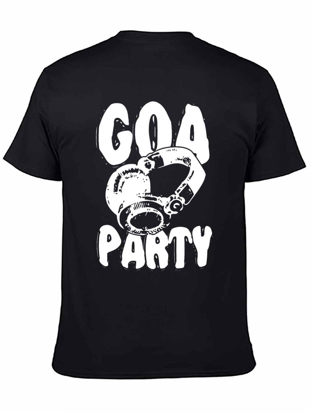 Goa Party T-Shirt - Black DJ Headphones Design