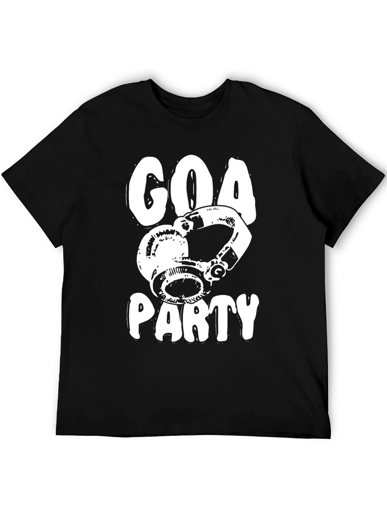 Goa Party T-Shirt - Black DJ Headphones Design