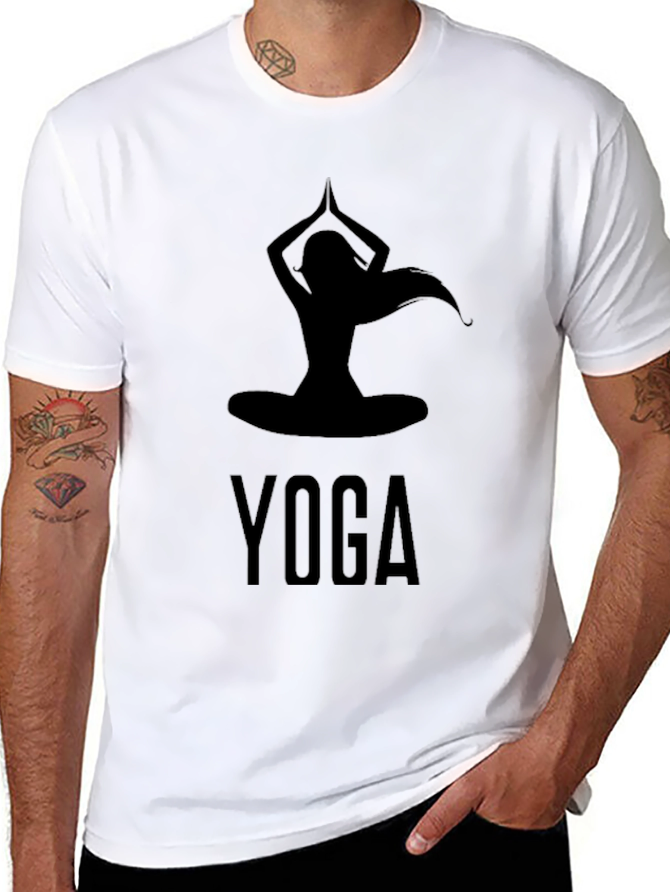 Yoga Silhouette Graphic T-Shirt - Black