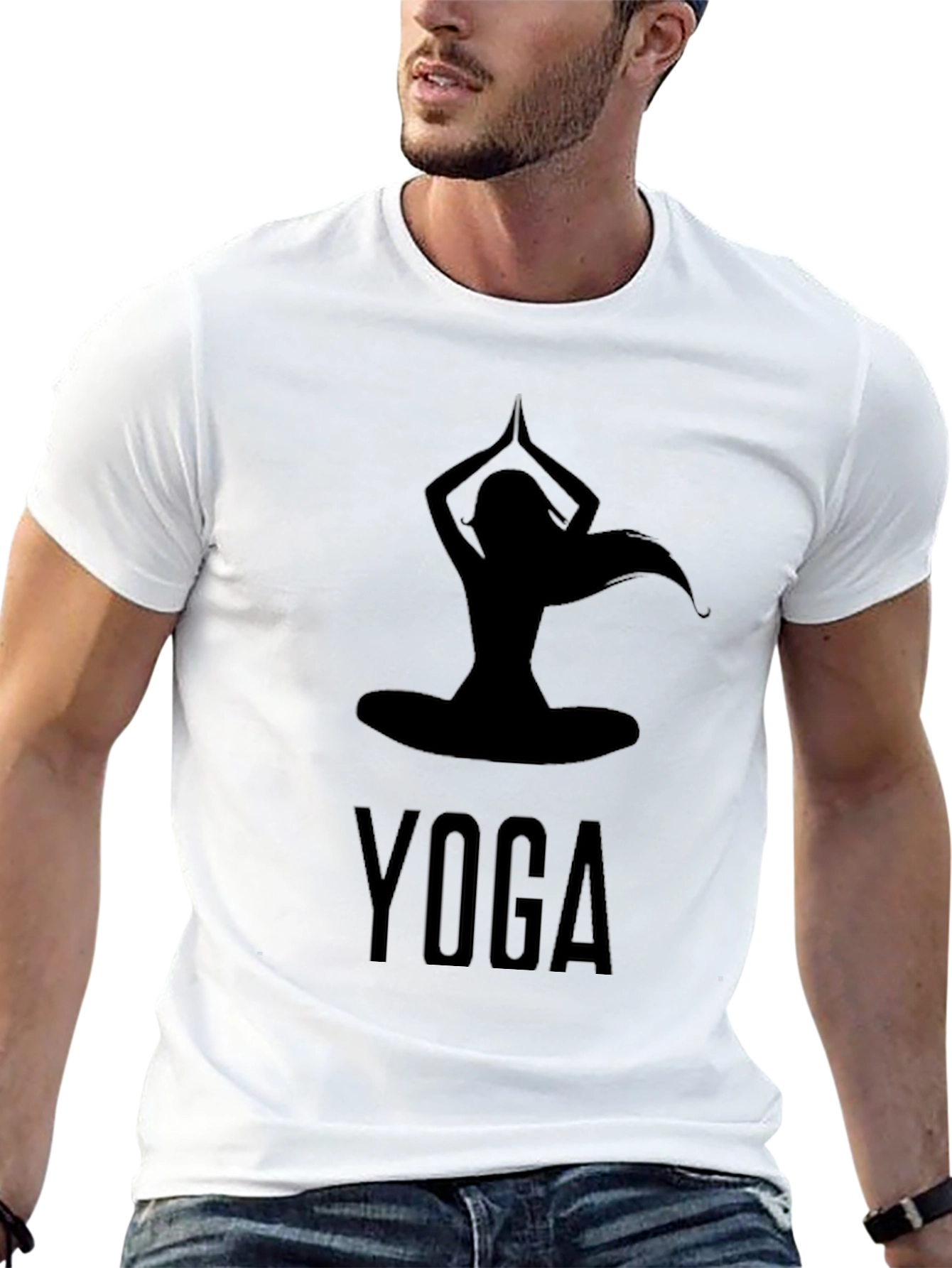 Yoga Silhouette Graphic T-Shirt - Black