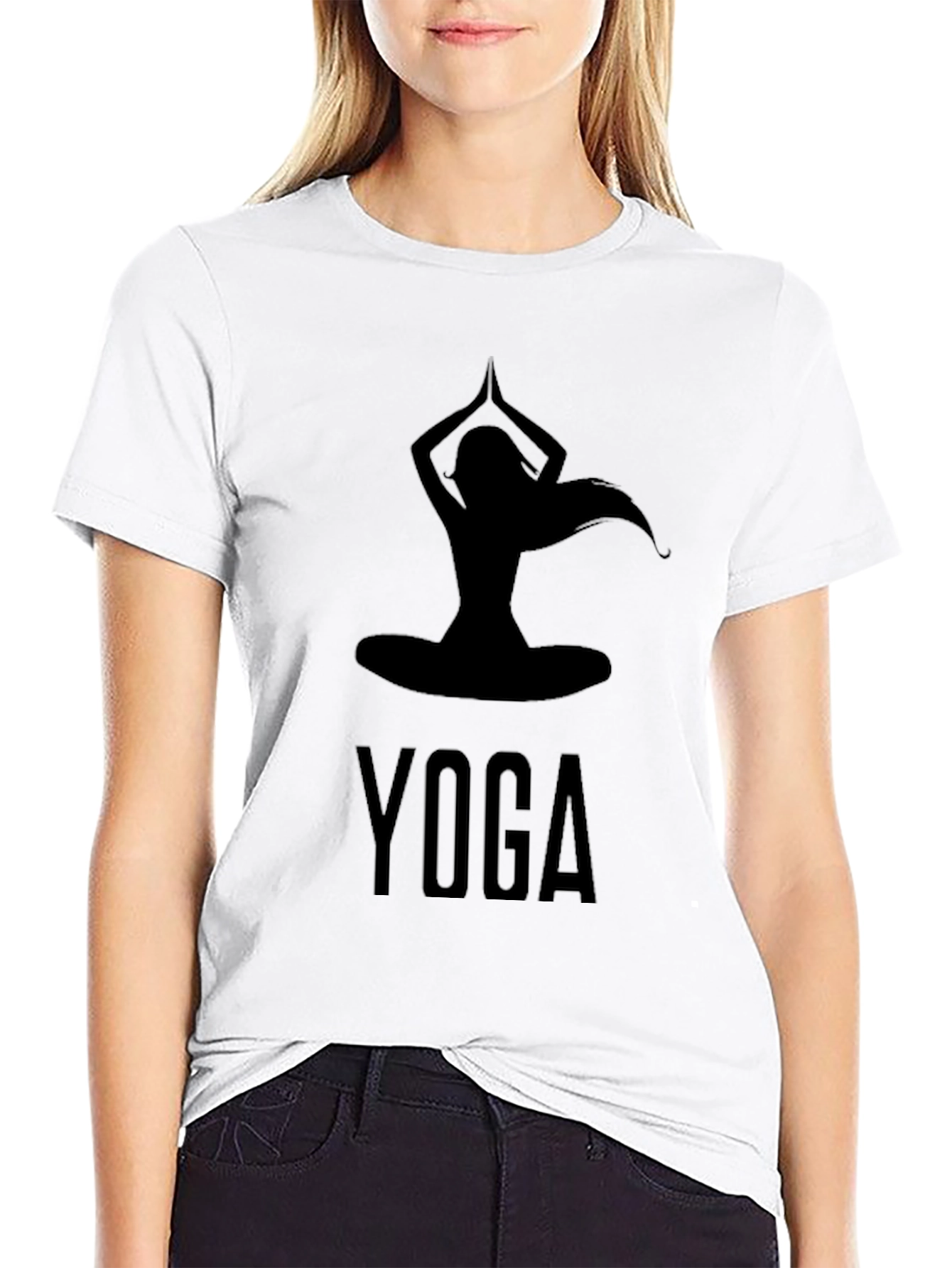 Yoga Silhouette Graphic T-Shirt - Black