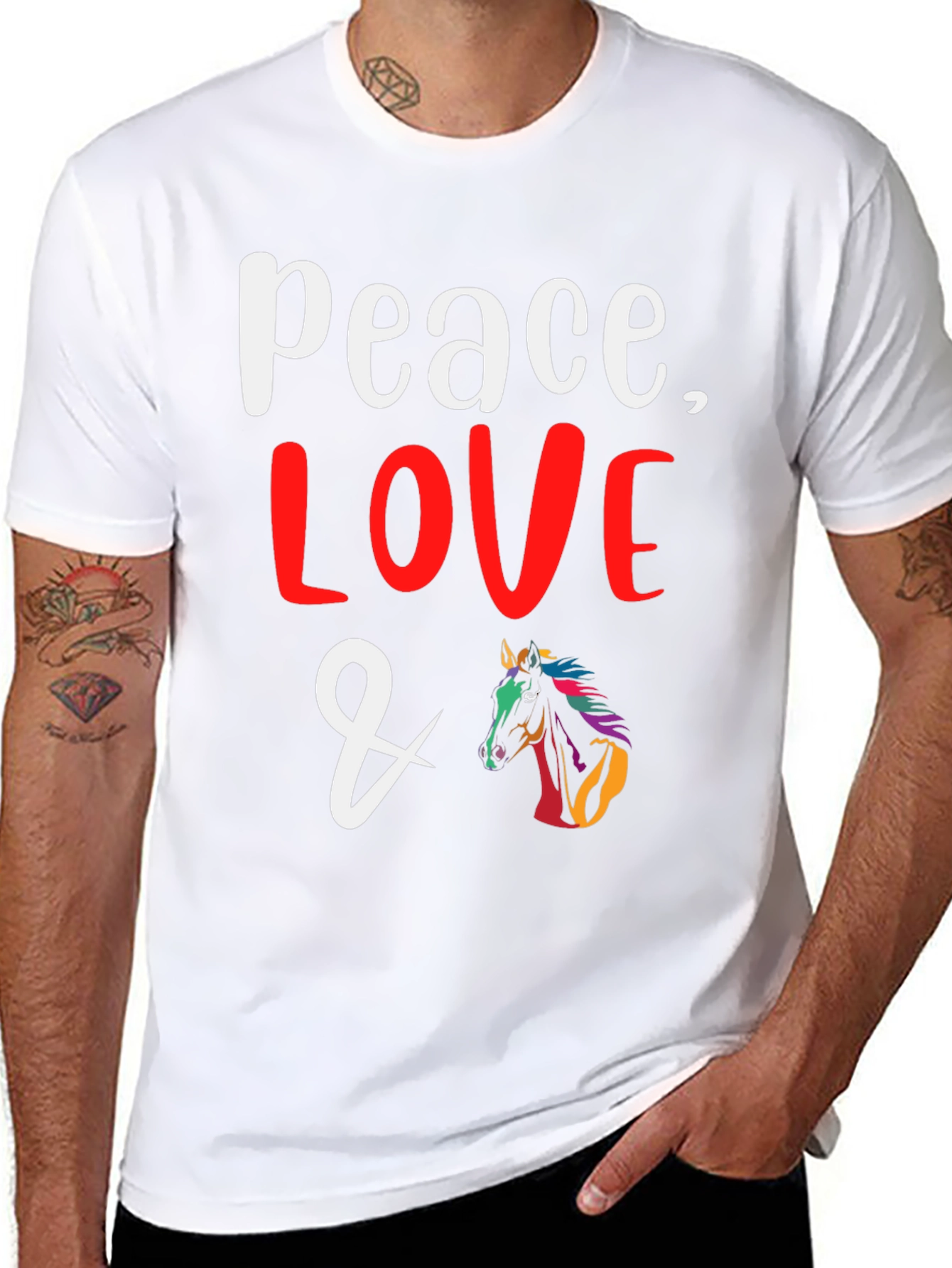 Peace Love & Horses Graphic T-Shirt