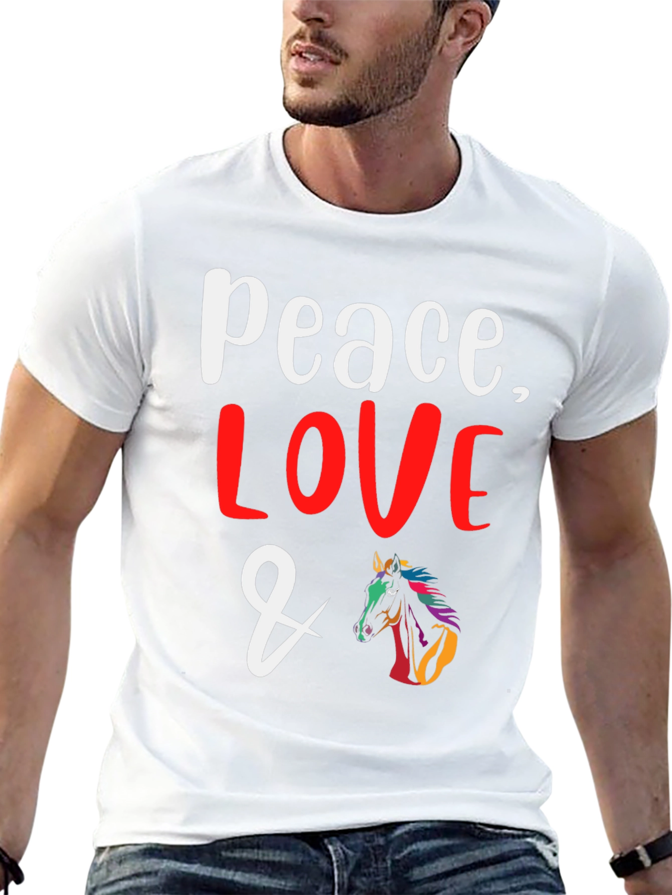 Peace Love & Horses Graphic T-Shirt