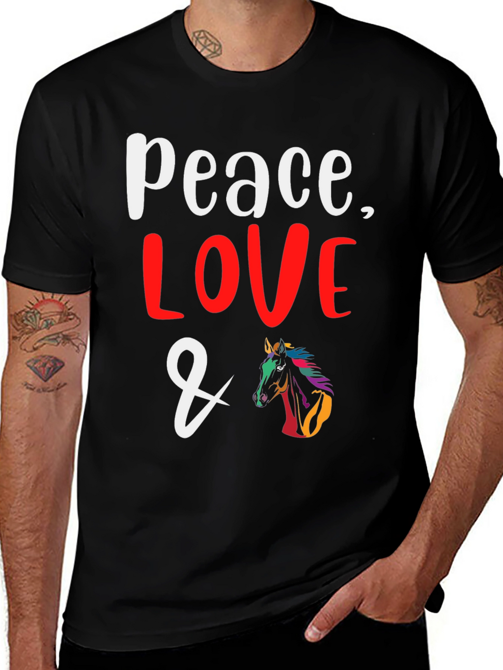 Peace Love & Horses Graphic T-Shirt
