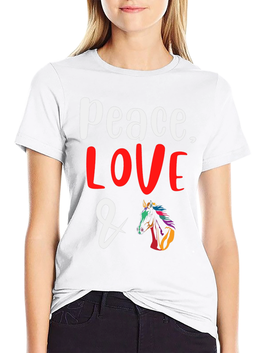 Peace Love & Horses Graphic T-Shirt