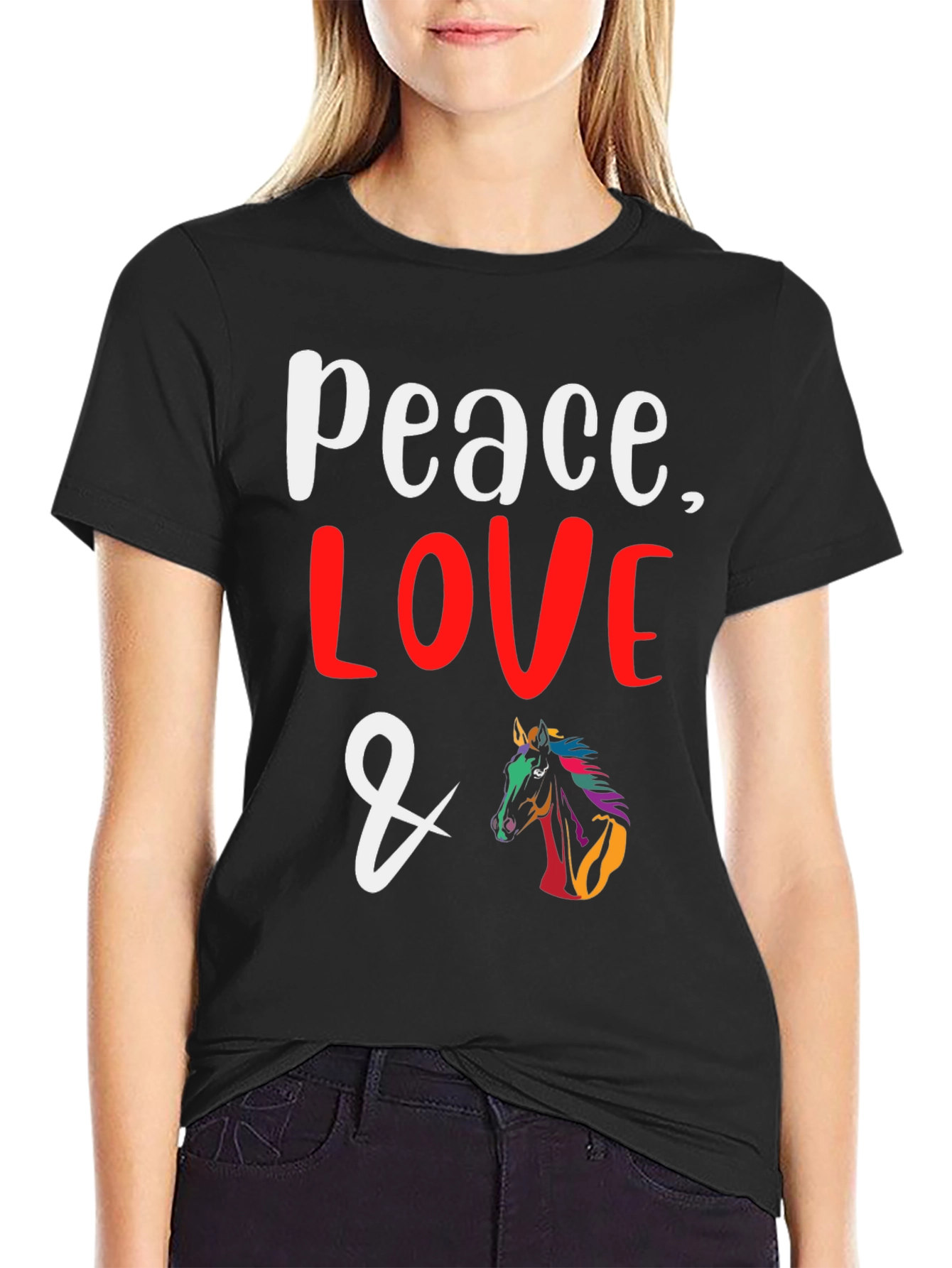 Peace Love & Horses Graphic T-Shirt