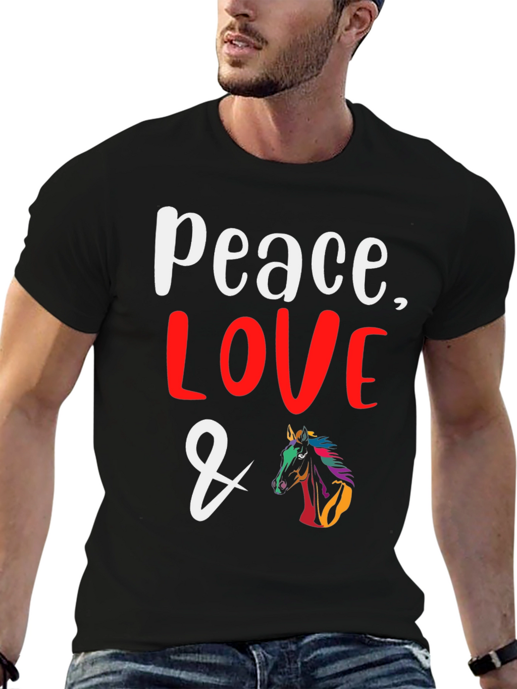 Peace Love & Horses Graphic T-Shirt