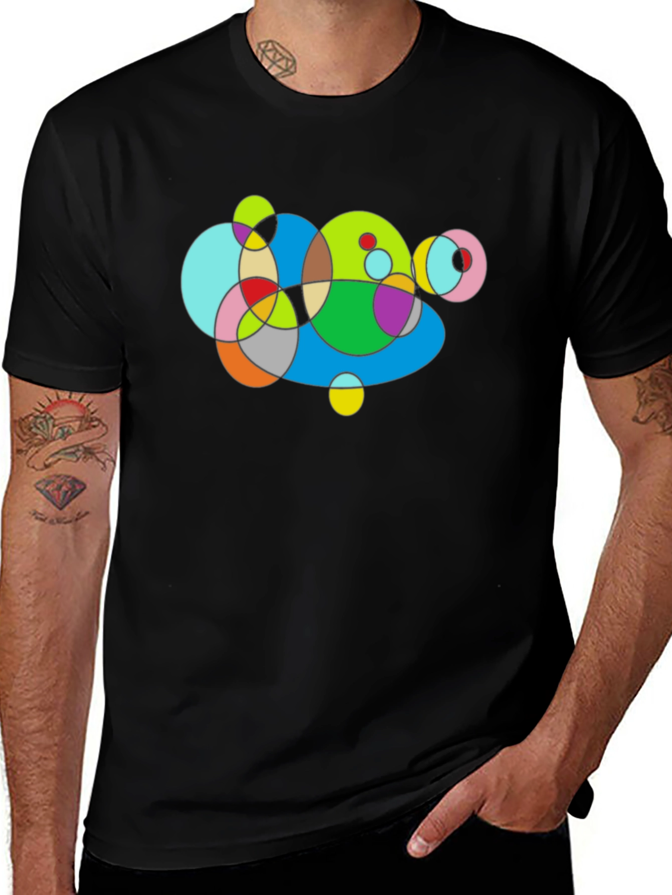 Abstract Geometric Circles Graphic T-Shirt