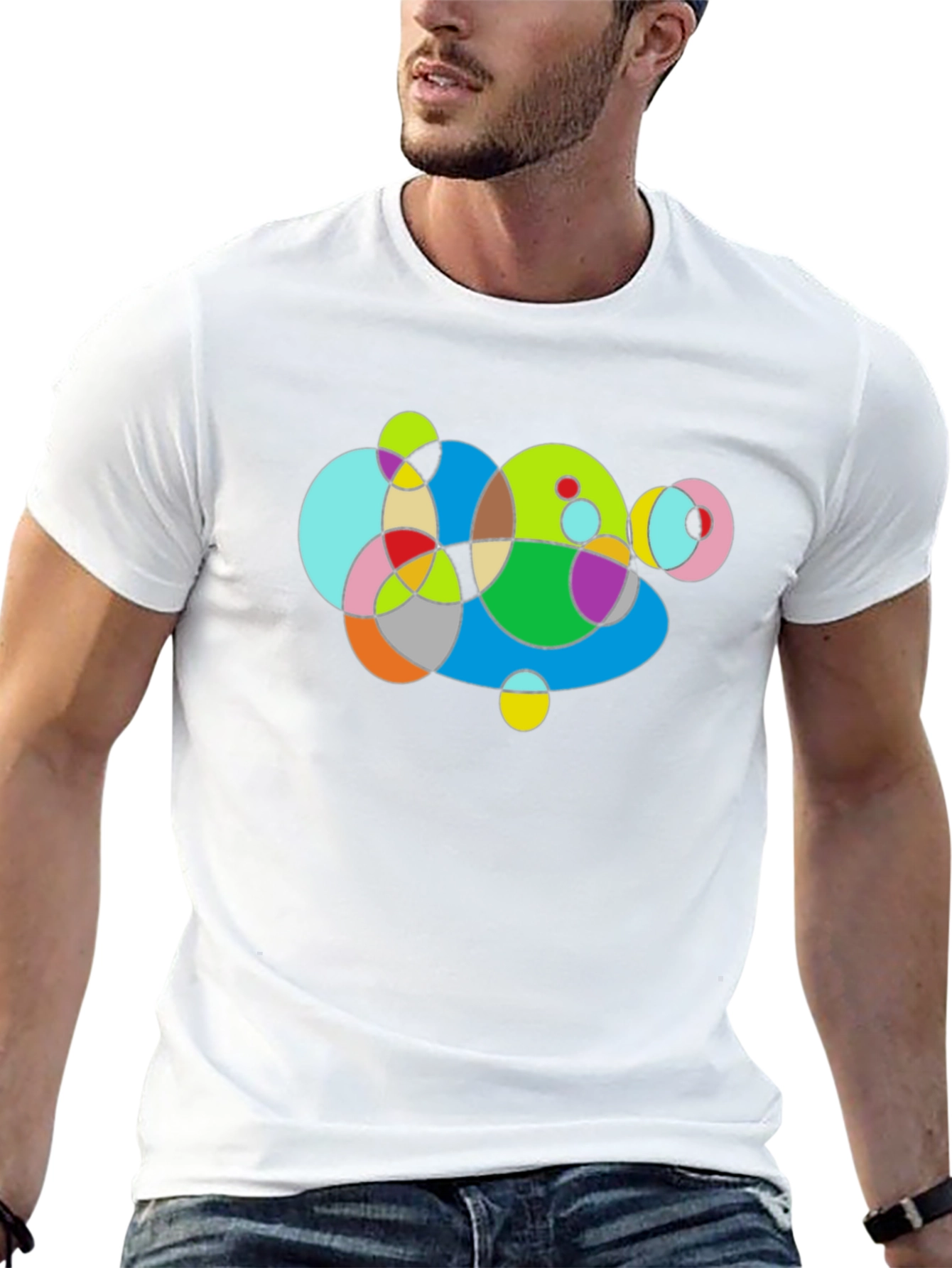 Abstract Geometric Circles Graphic T-Shirt