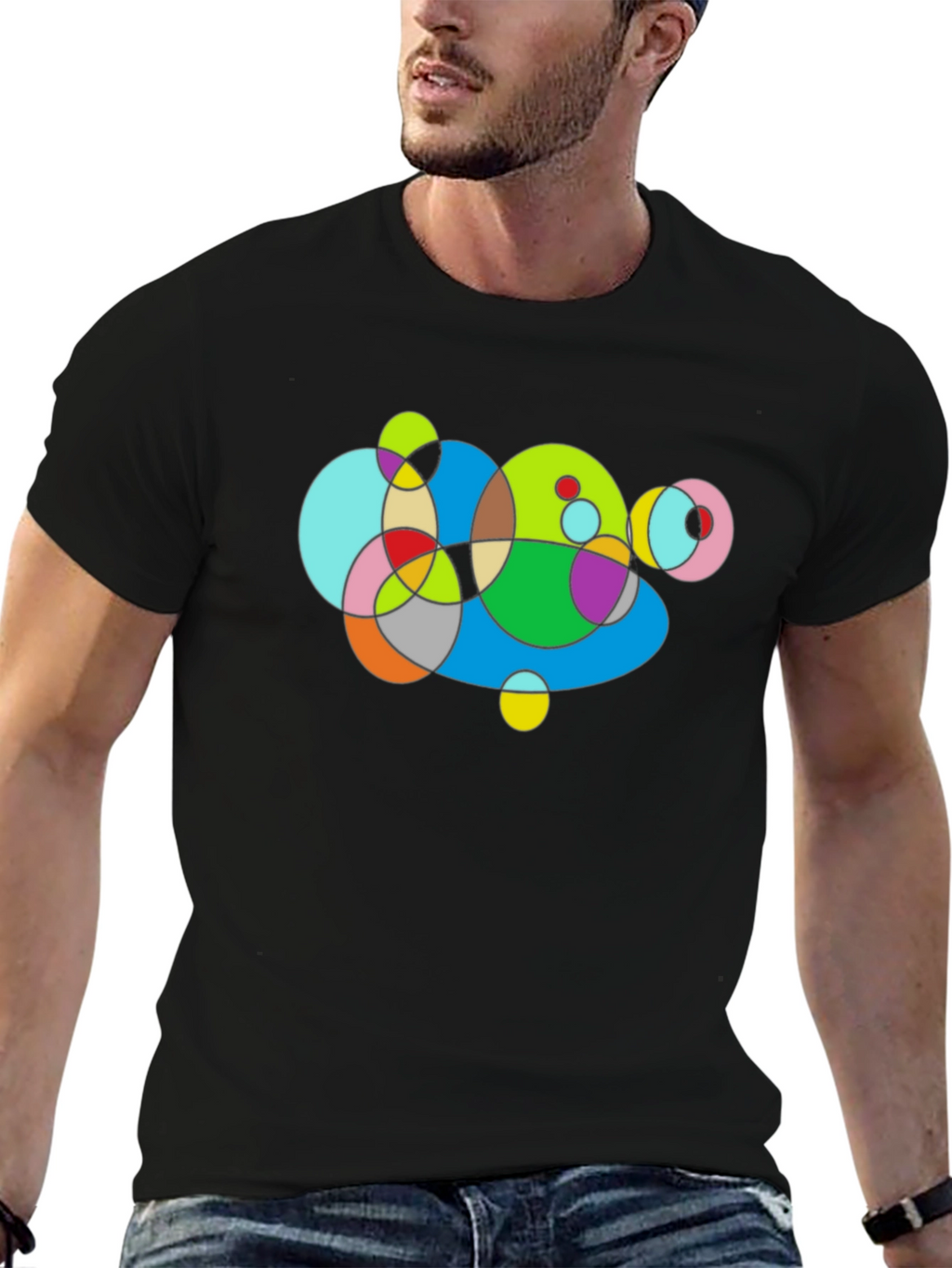 Abstract Geometric Circles Graphic T-Shirt