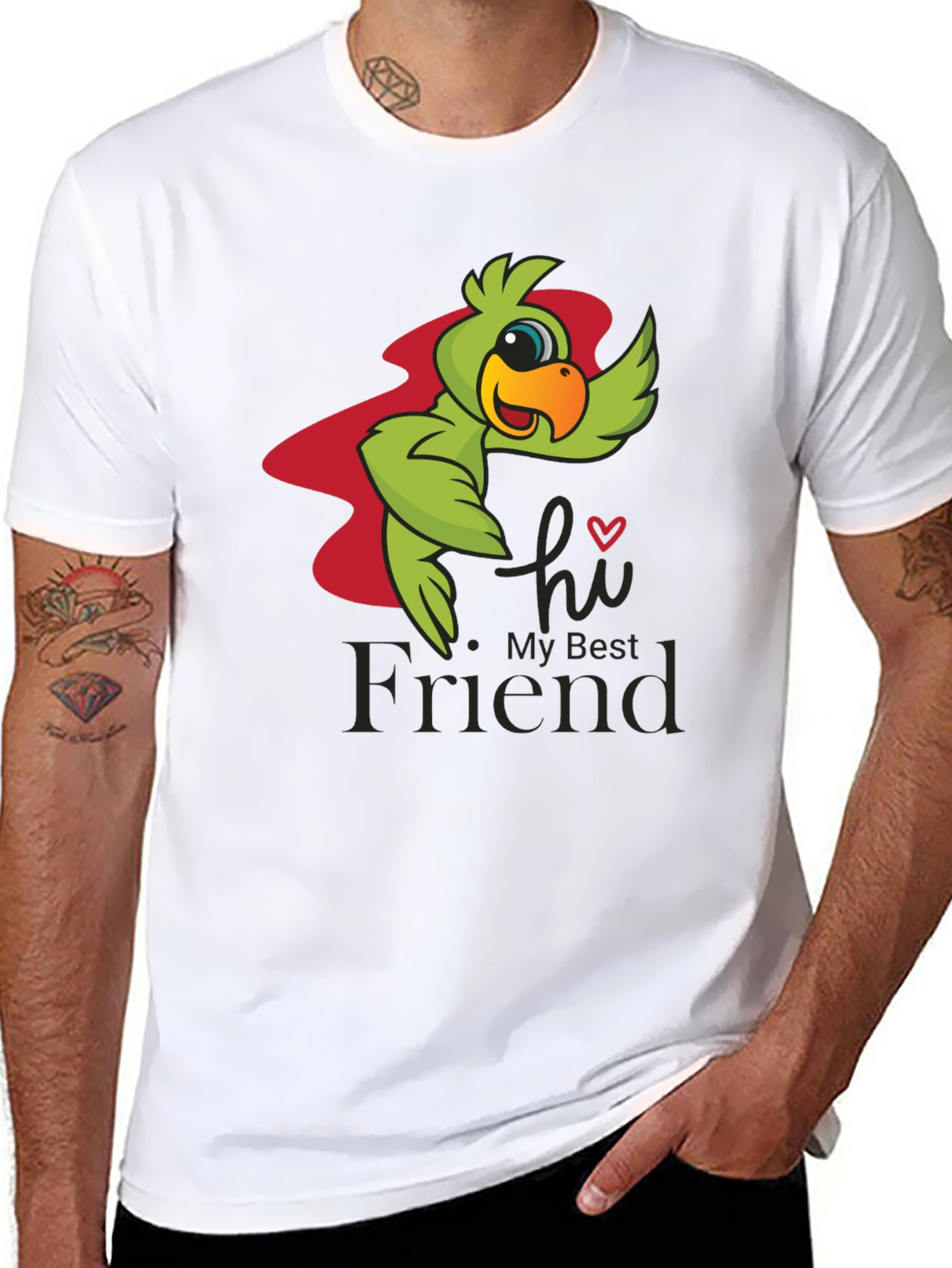 Hi My Best Friend Parrot Graphic Tee