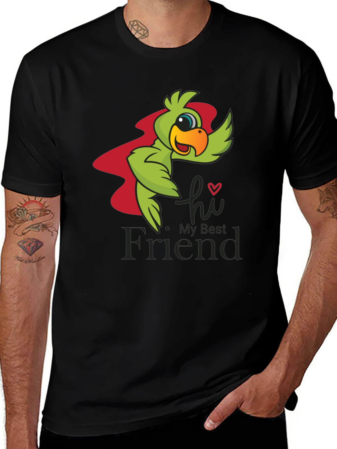 Hi My Best Friend Parrot Graphic Tee