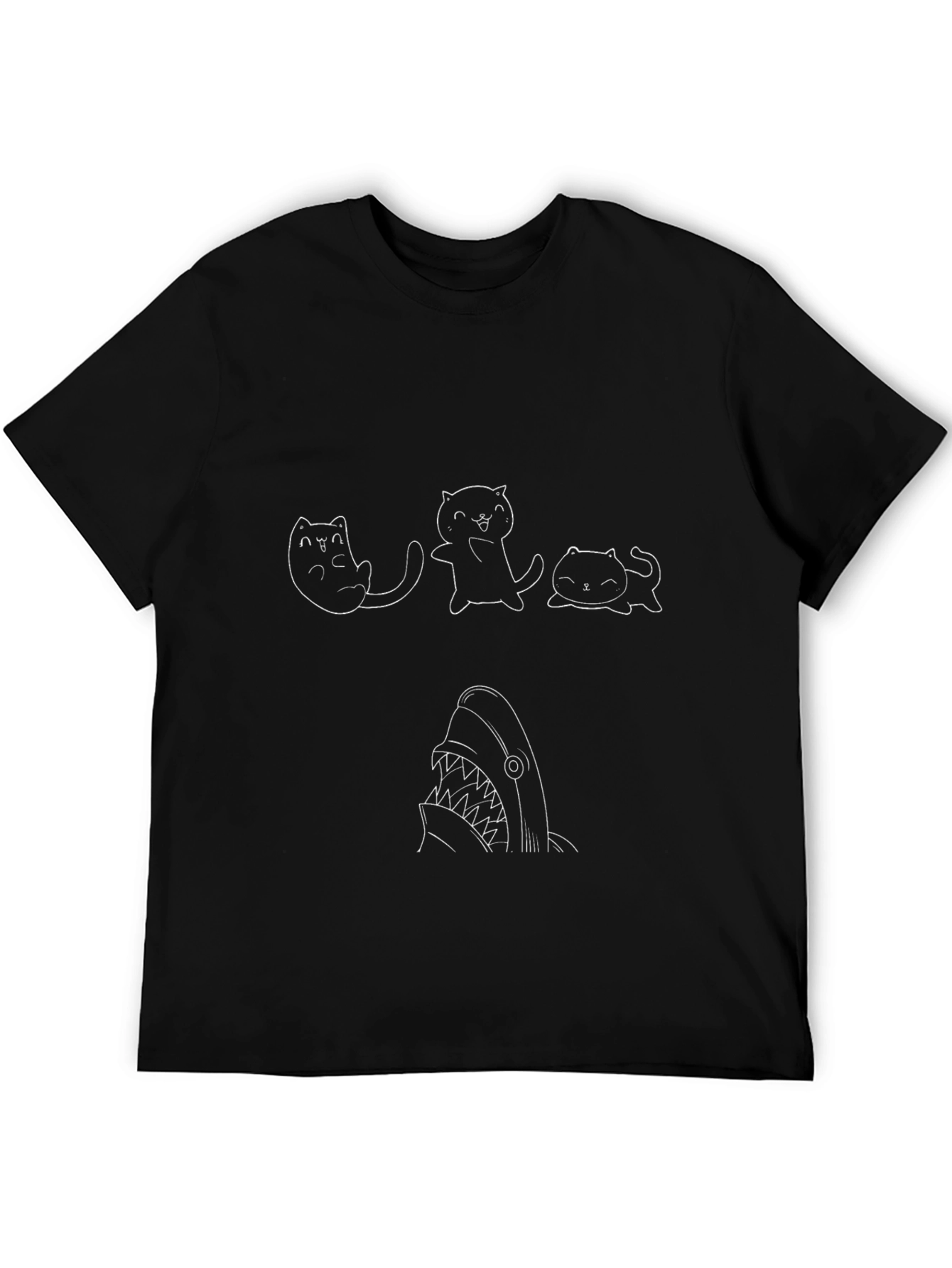 Cute Cat Shark T-Shirt - Black