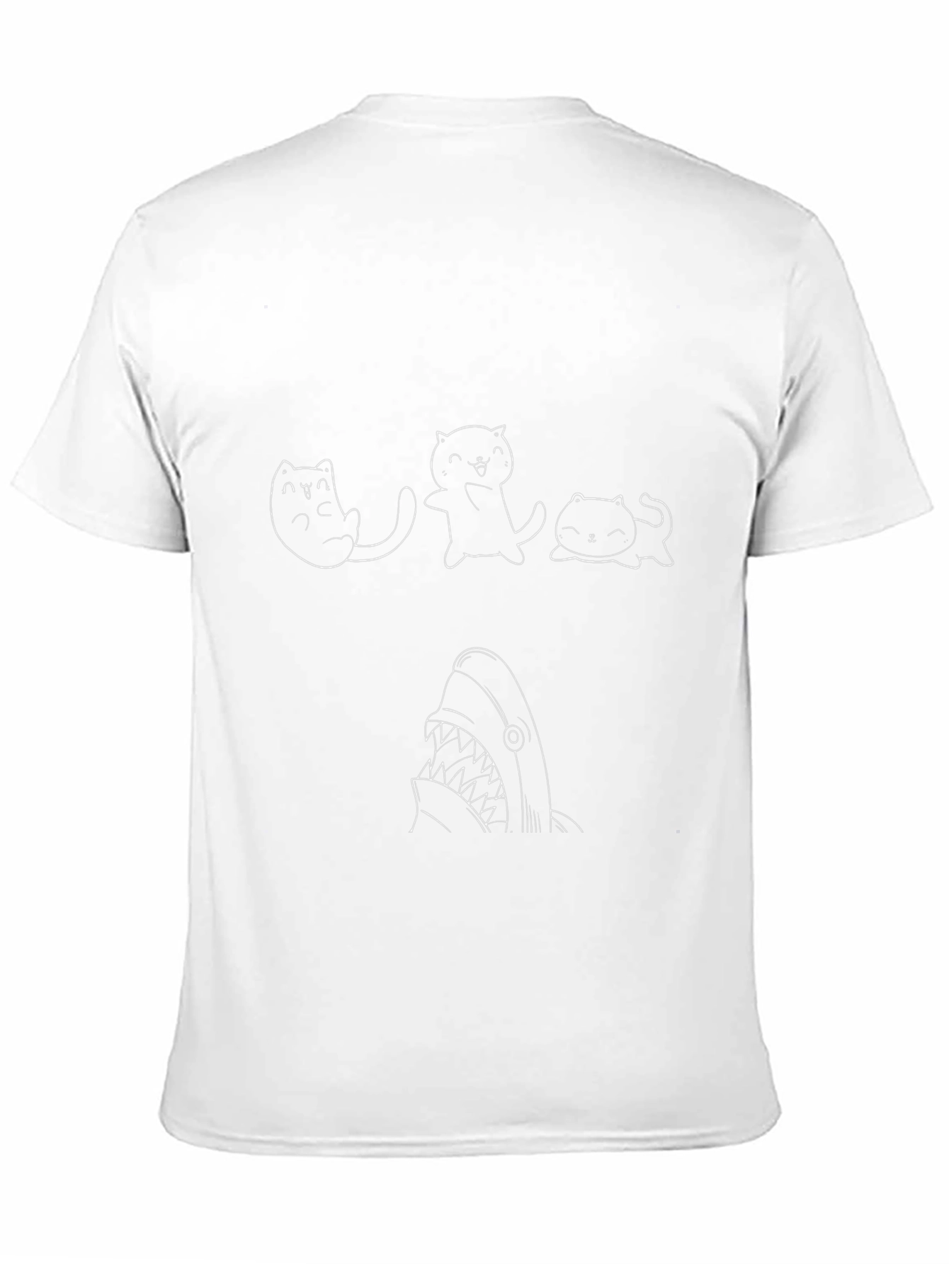Cute Cat Shark T-Shirt - Black