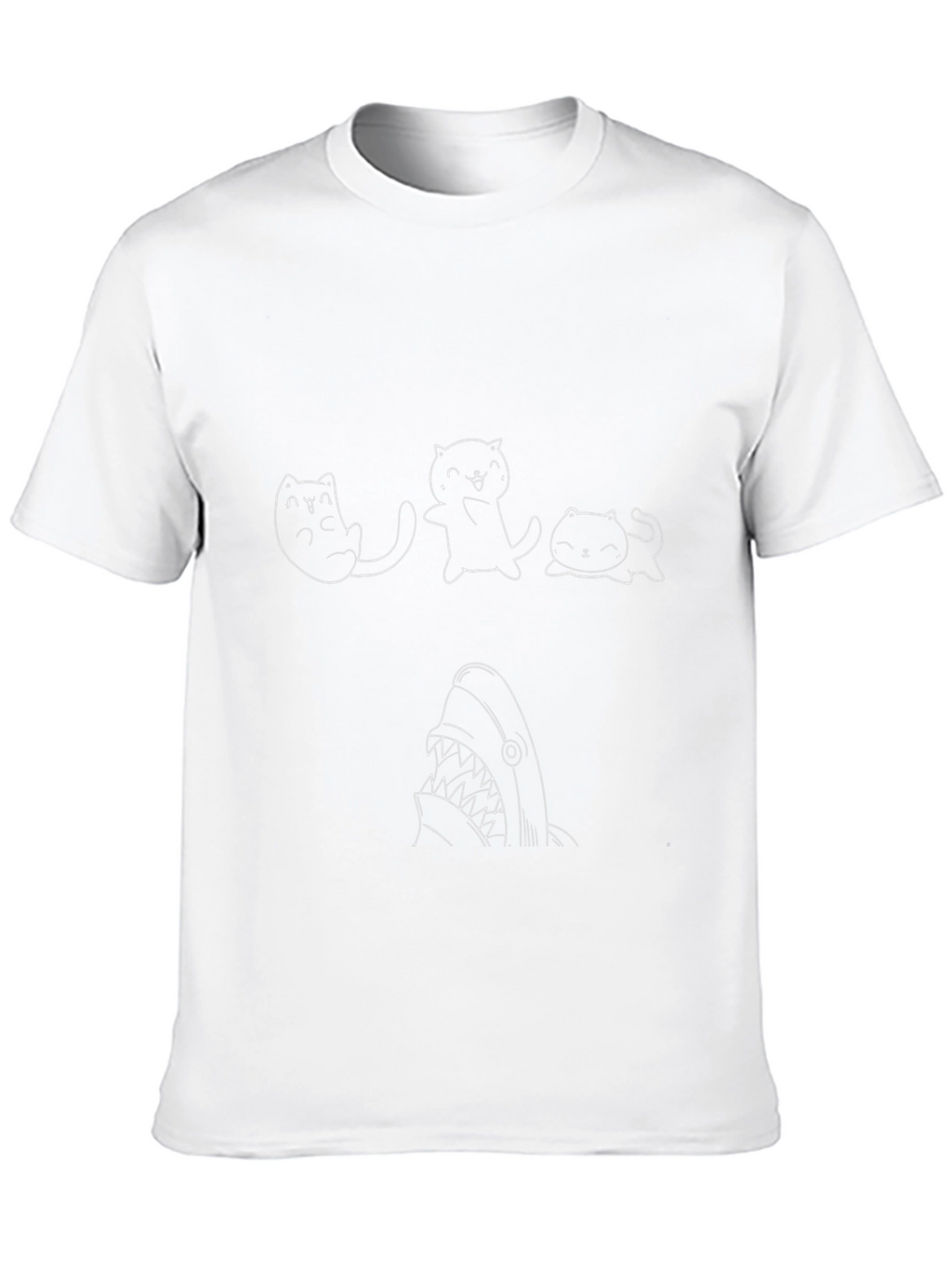 Cute Cat Shark T-Shirt - Black