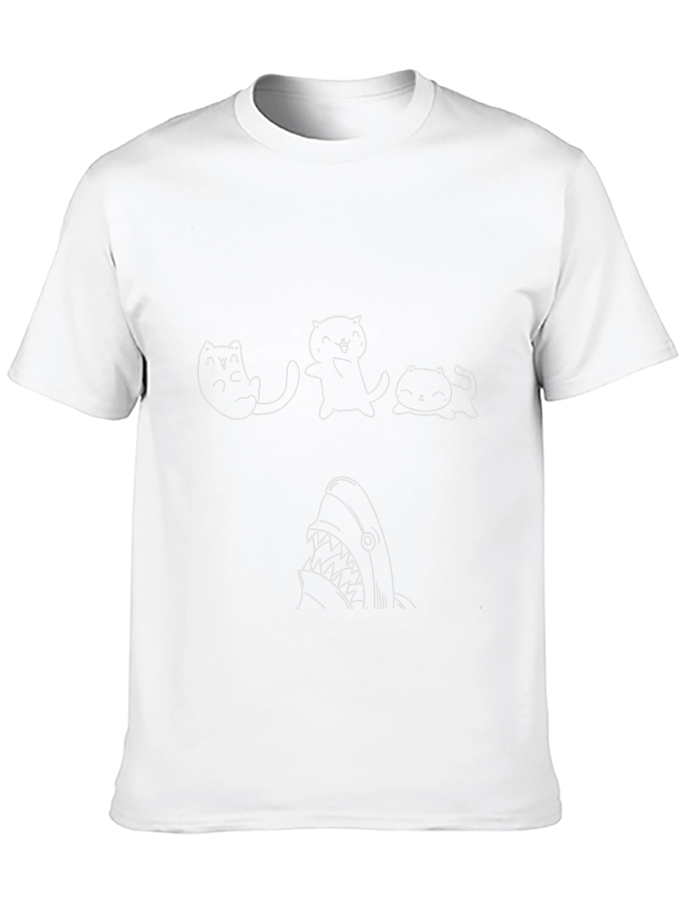 Cute Cat Shark T-Shirt - Black