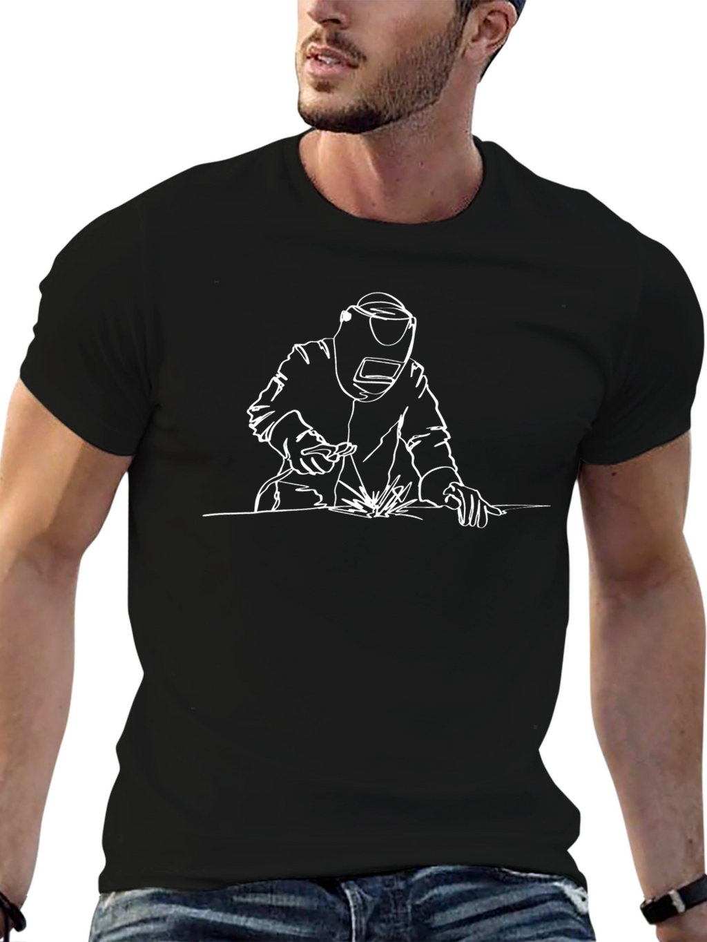 Welder Graphic T-Shirt - Black Cotton Blend