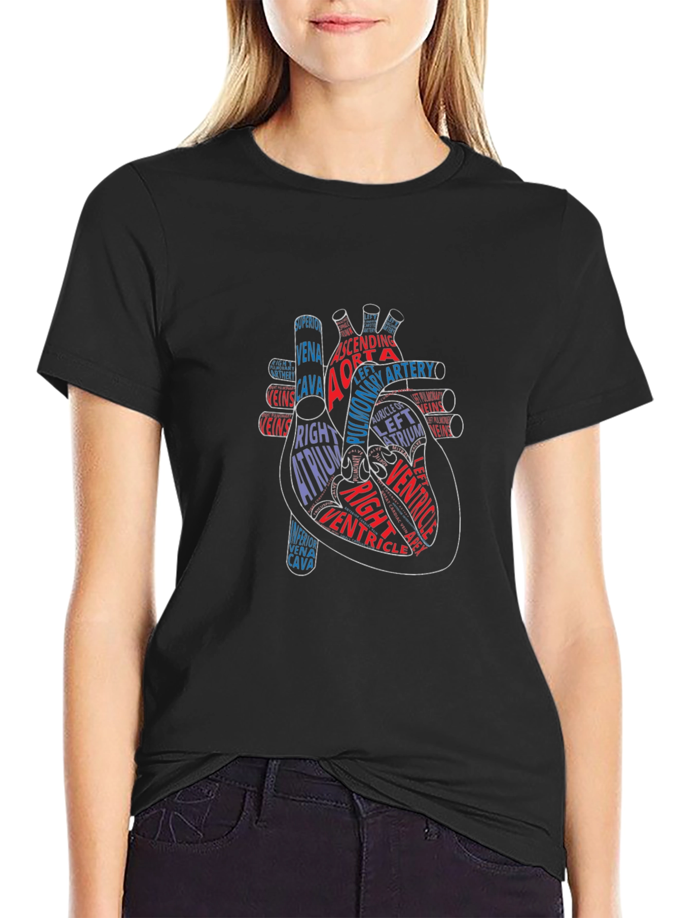 Anatomical Heart Graphic Tee - Black Cotton Shirt