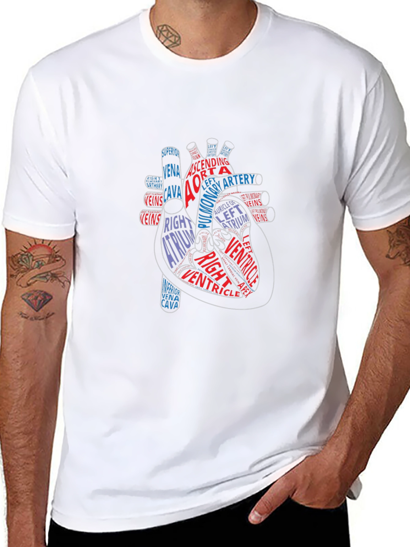 Anatomical Heart Graphic Tee - Black Cotton Shirt