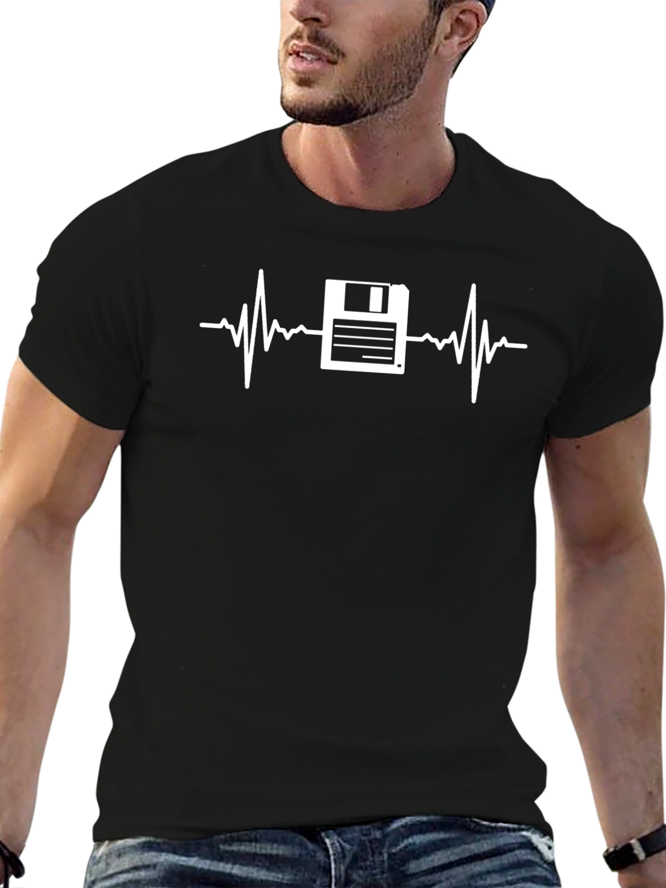 Floppy Disk Heartbeat T-Shirt - Retro Tech Tee