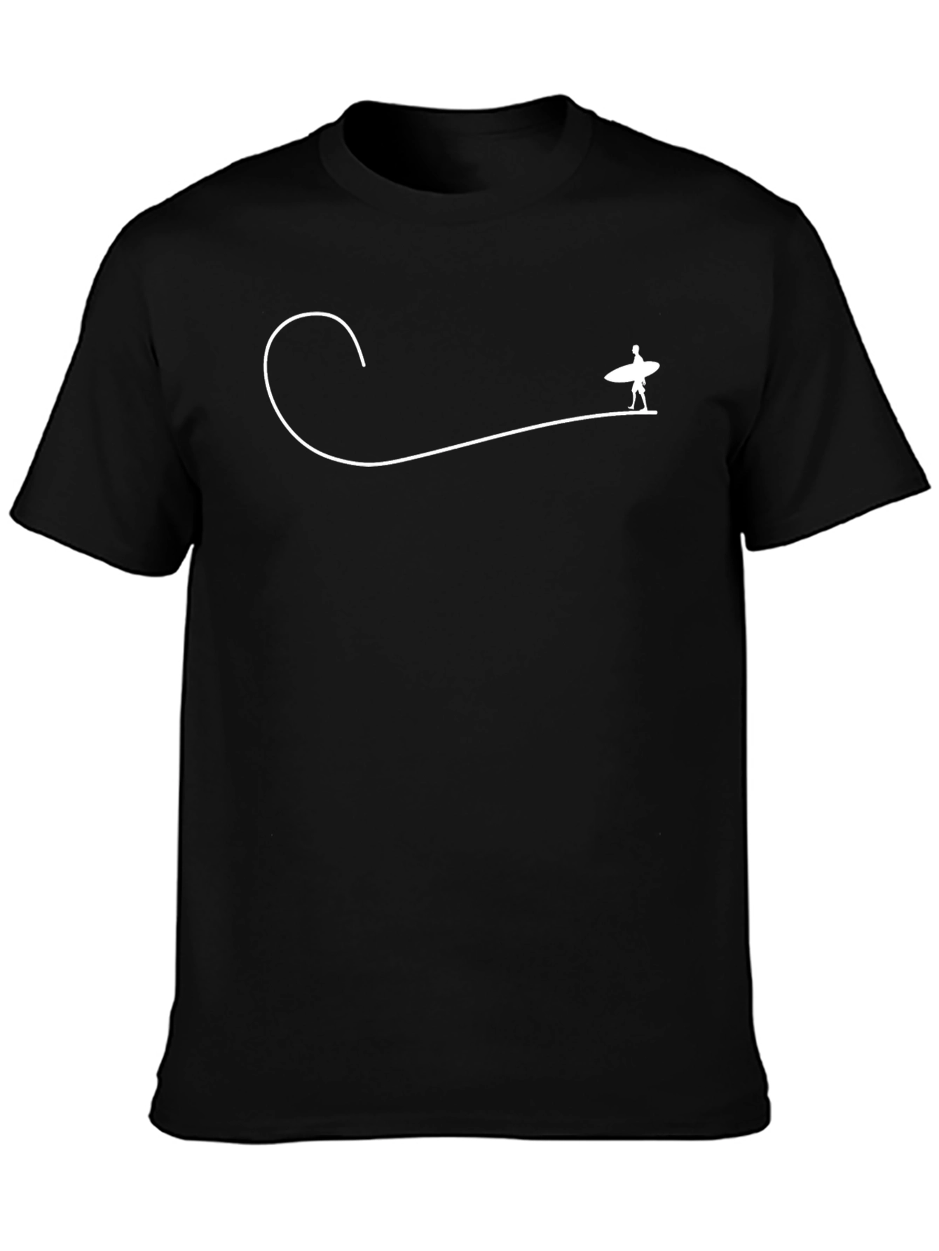 Surfer Wave Graphic Tee - Black Cotton Blend Casual Shirt