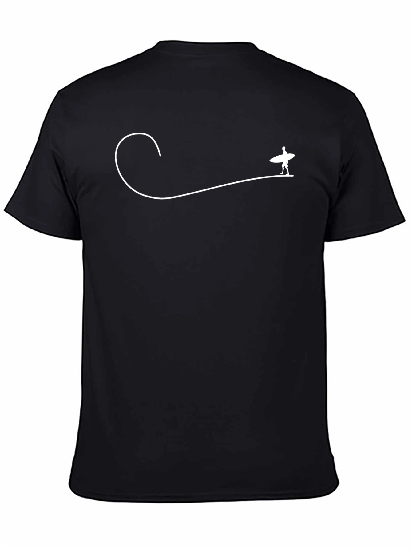 Surfer Wave Graphic Tee - Black Cotton Blend Casual Shirt
