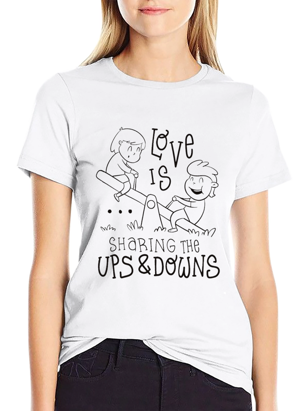 Love Sharing Ups & Downs Black Graphic Tee