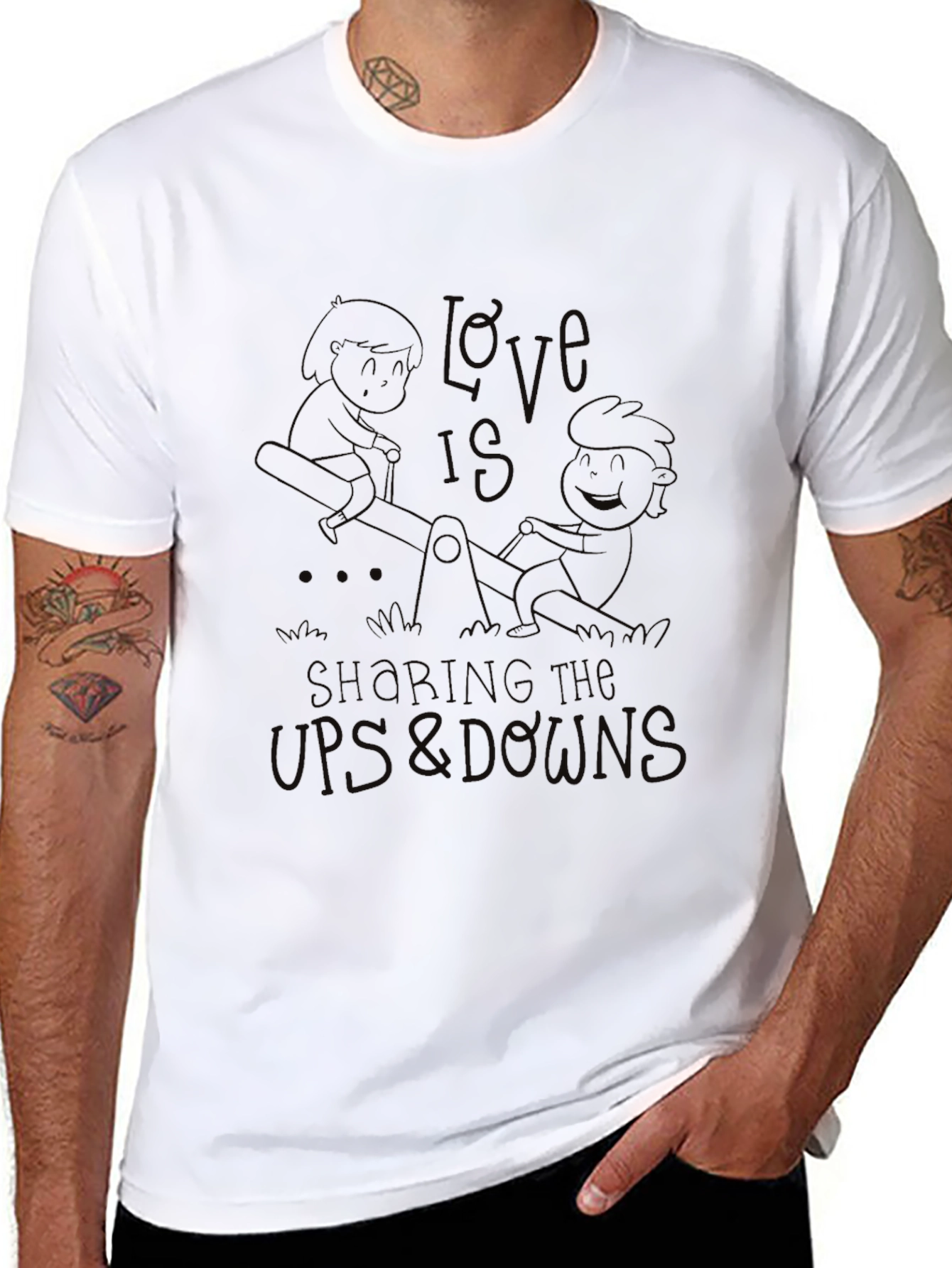 Love Sharing Ups & Downs Black Graphic Tee