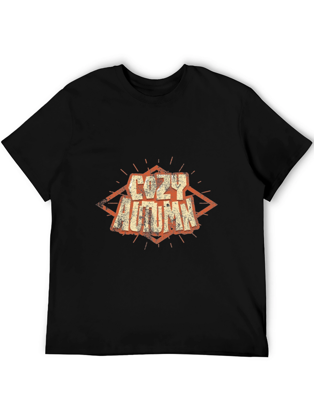 Cozy Autumn Graphic Tee - Soft Black Cotton T-Shirt