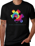 Autism Awareness Tie-Dye Puzzle Piece T-Shirt