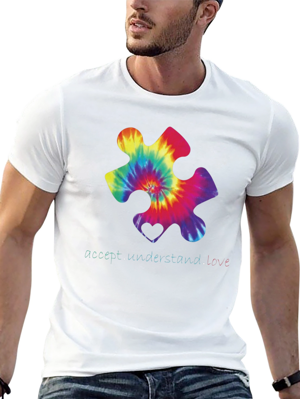 Autism Awareness Tie-Dye Puzzle Piece T-Shirt
