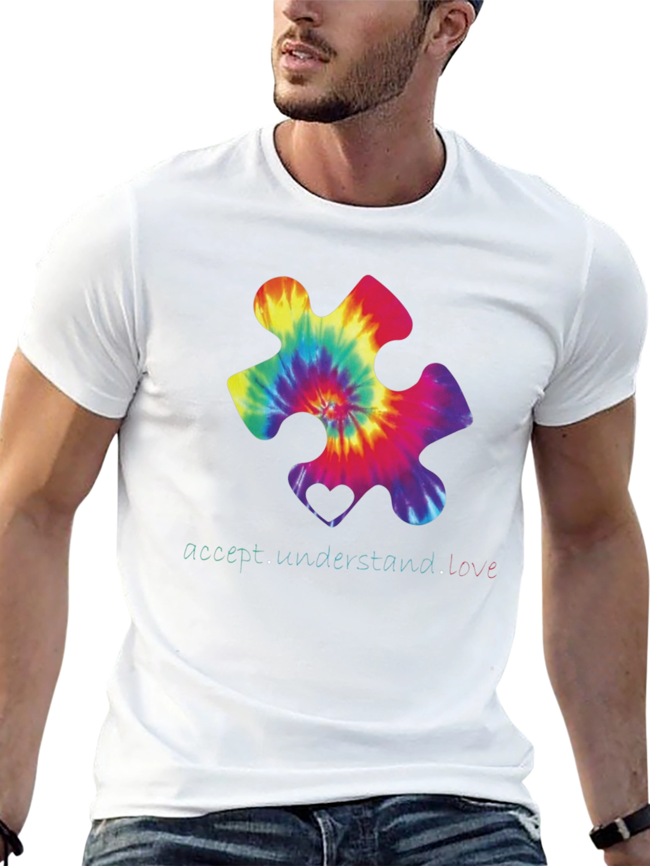 Autism Awareness Tie-Dye Puzzle Piece T-Shirt