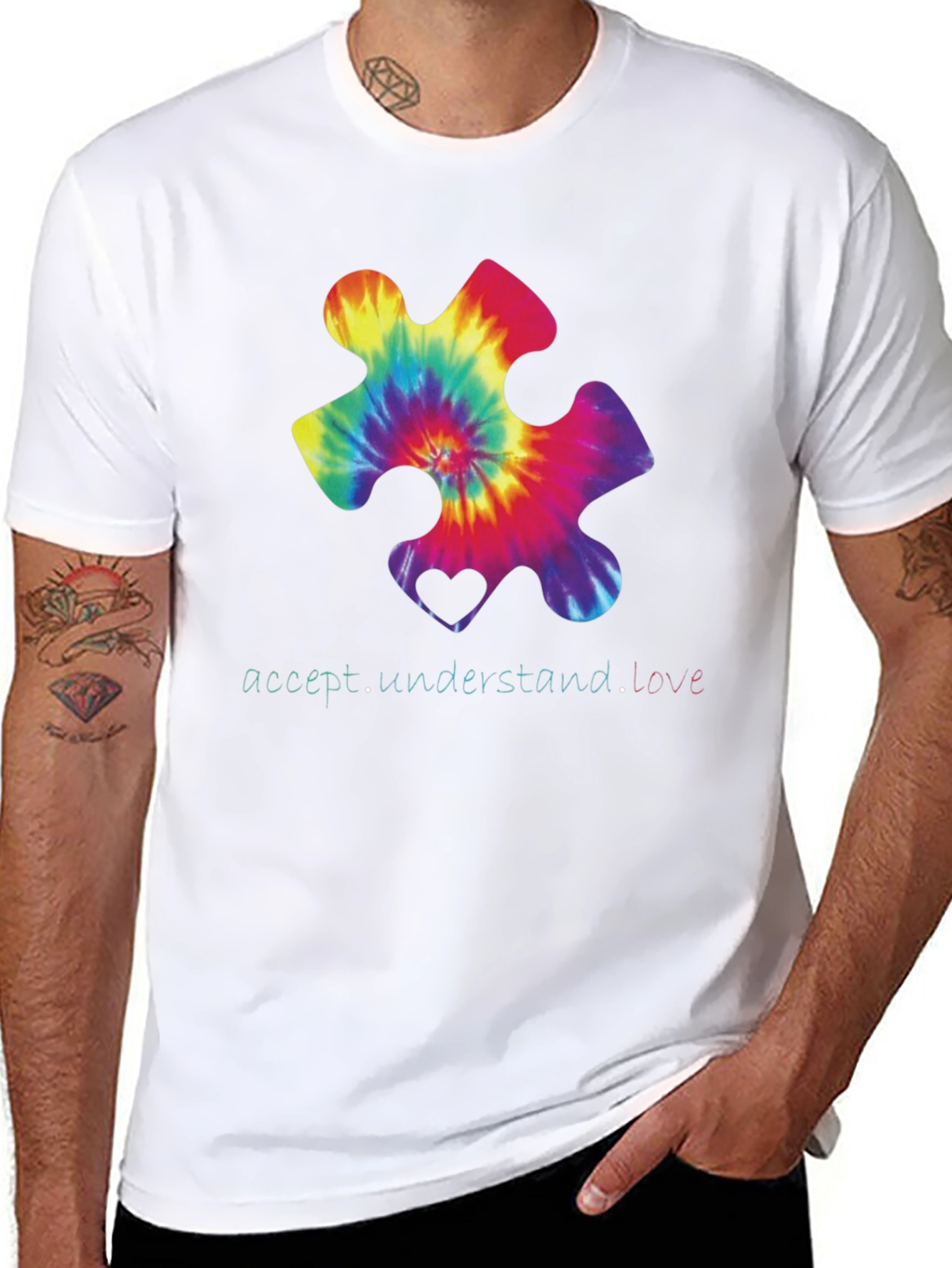 Autism Awareness Tie-Dye Puzzle Piece T-Shirt