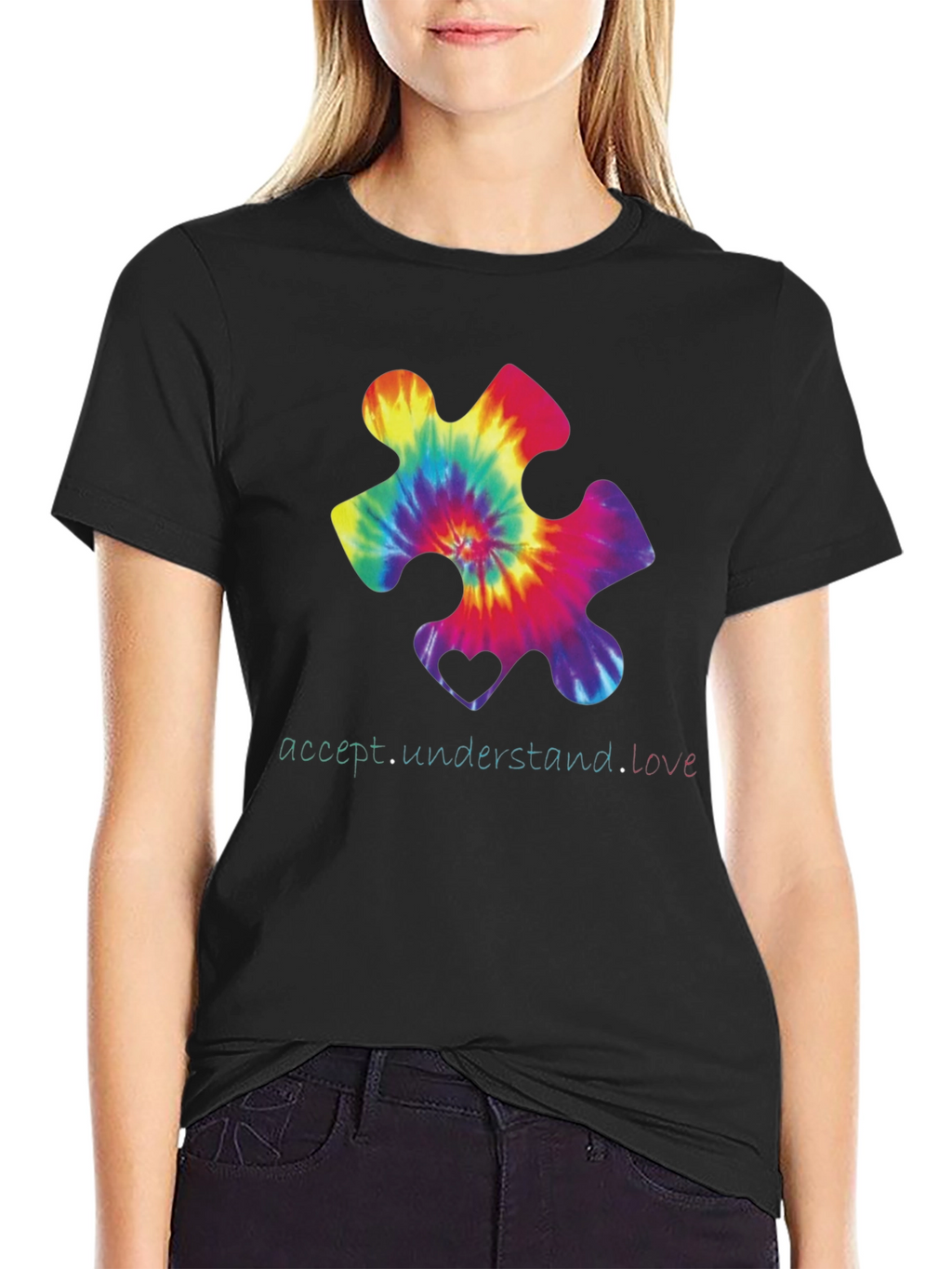Autism Awareness Tie-Dye Puzzle Piece T-Shirt
