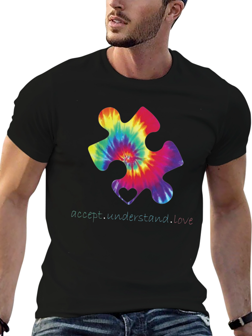 Autism Awareness Tie-Dye Puzzle Piece T-Shirt