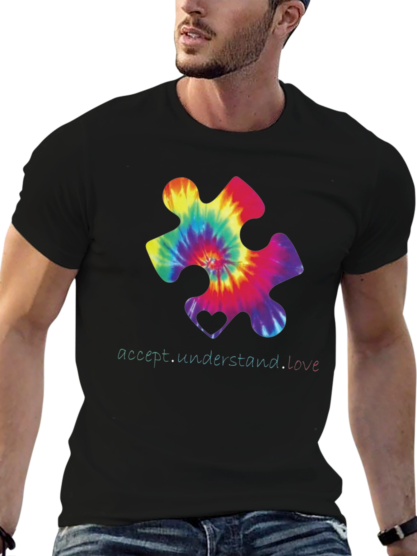 Autism Awareness Tie-Dye Puzzle Piece T-Shirt