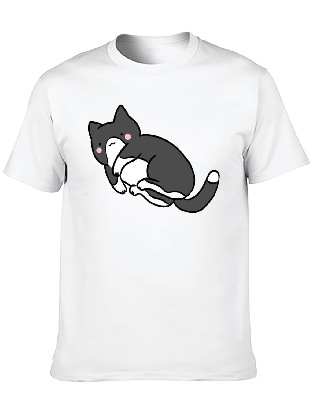 Cute Cat Graphic Black T-Shirt - Unisex