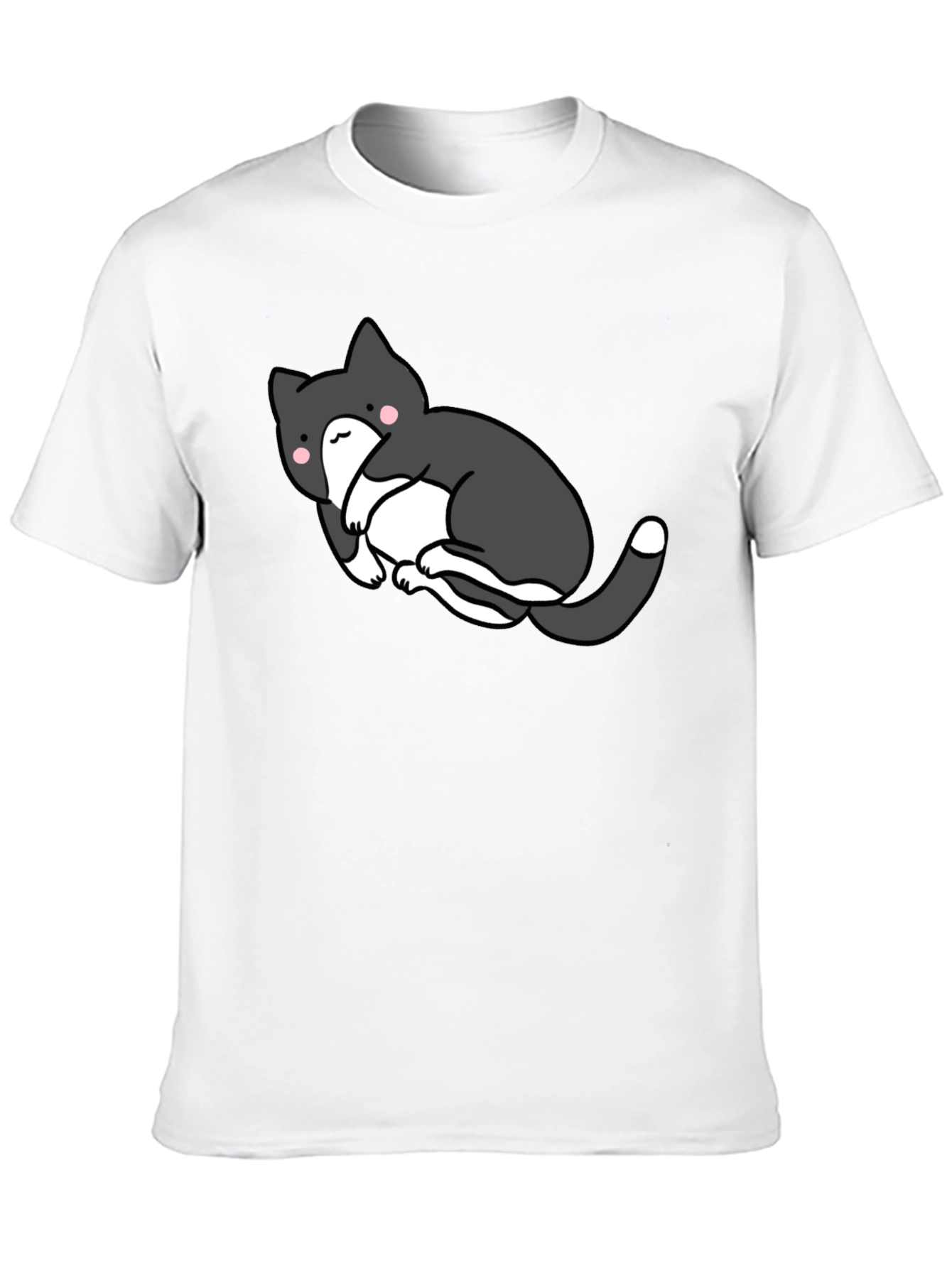 Cute Cat Graphic Black T-Shirt - Unisex