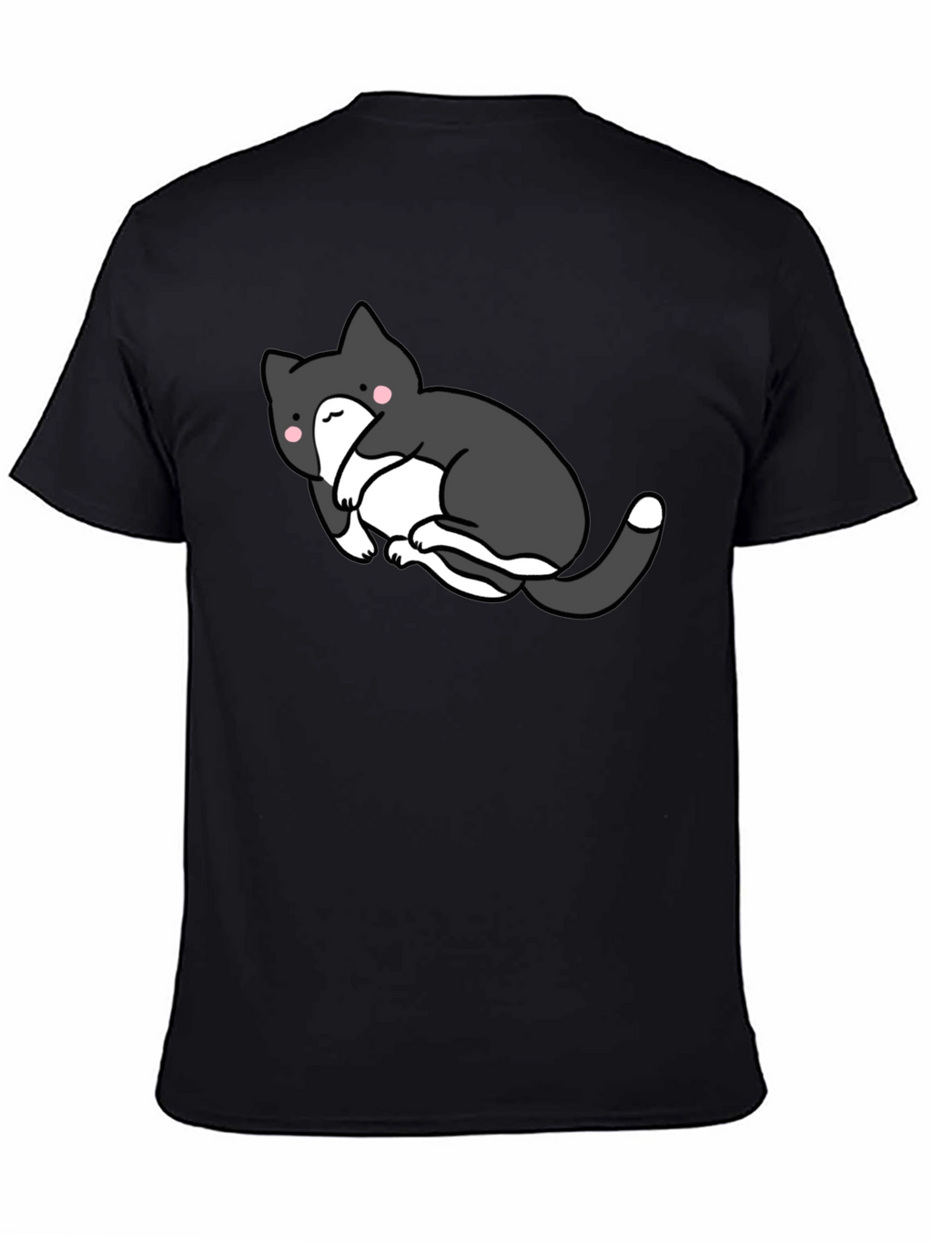 Cute Cat Graphic Black T-Shirt - Unisex