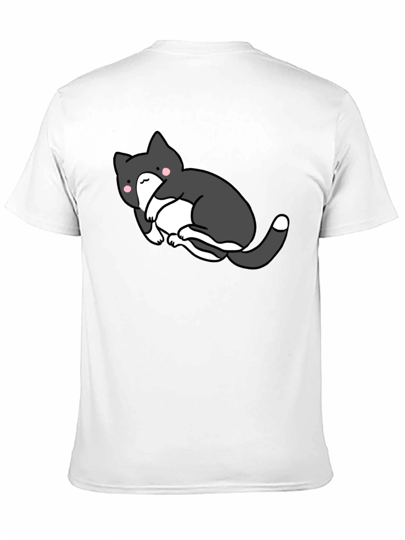 Cute Cat Graphic Black T-Shirt - Unisex