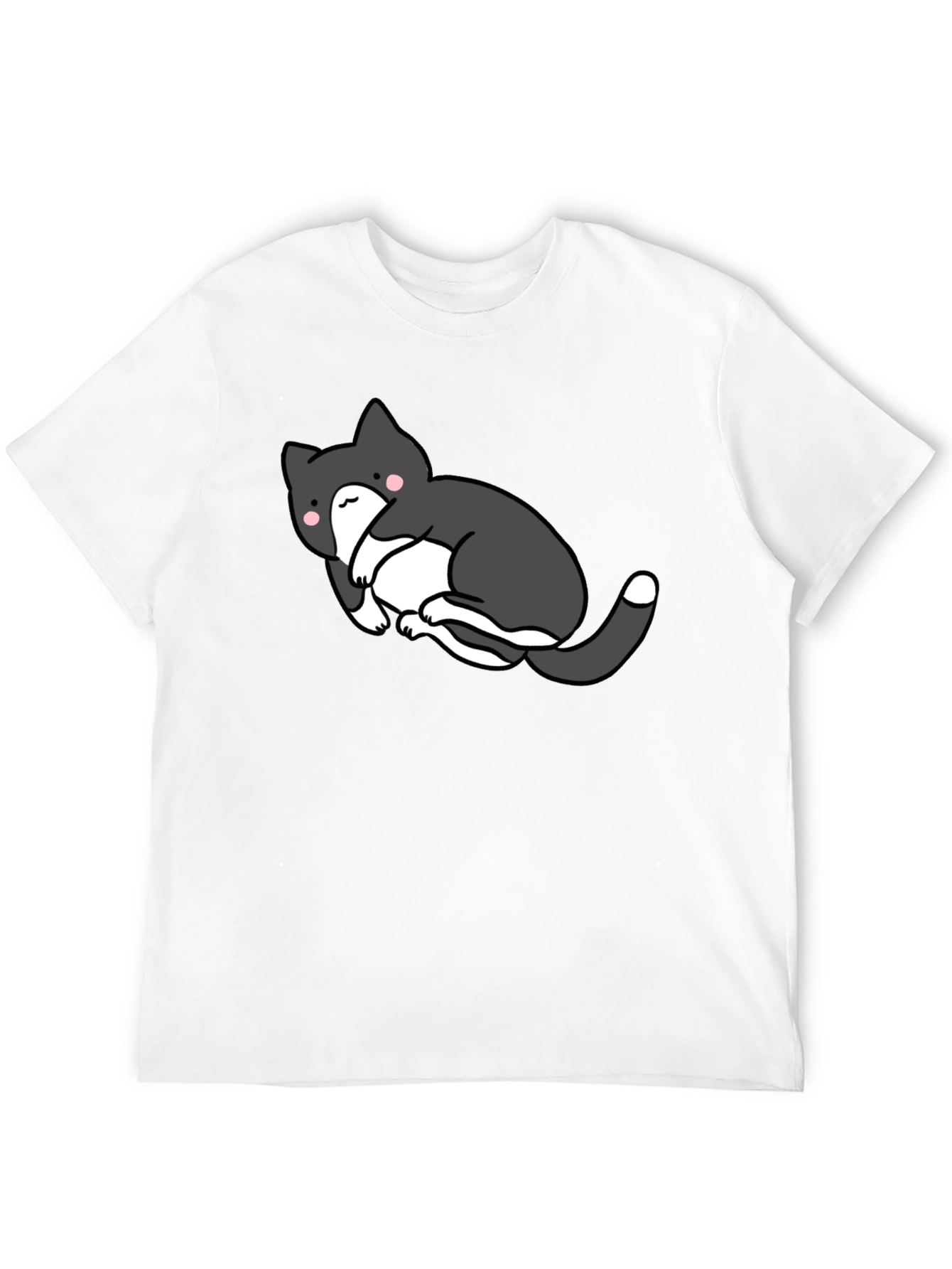 Cute Cat Graphic Black T-Shirt - Unisex